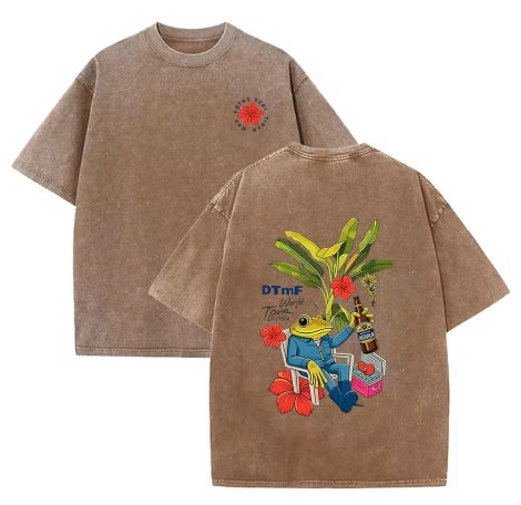 KHANKINSON 2026 Unisex Bad Bunny Tour Vintage Washed Cotton T Shirt Debi Tirar Mas Fotos DTMF Print Casual Loose Short Sleeve Streetwear Me