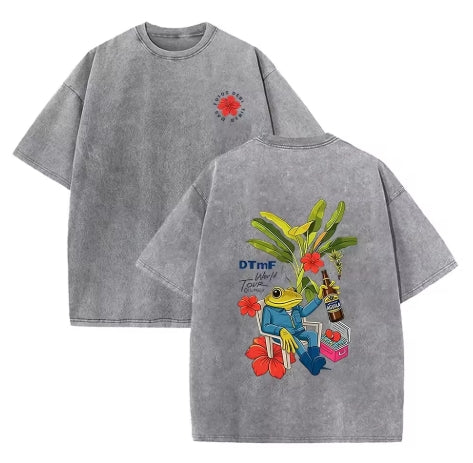 KHANKINSON 2026 Unisex Bad Bunny Tour Vintage Washed Cotton T Shirt Debi Tirar Mas Fotos DTMF Print Casual Loose Short Sleeve Streetwear Me